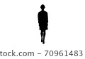 Silhouette Woman engineer in white robe and white hard hat walki 70961483