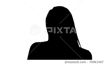 Silhouette Portrait of a smiling blond woman. Silhouette Portrait of a smiling blond woman. 70961487
