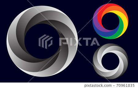 6 segments circle with gradient. Art metallic circle logo or icon. 6 segments circle with gradient. Art metallic circle logo or icon. 70961835