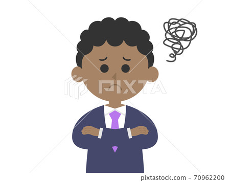 Illustration of a black businessman worried... - Stock Illustration