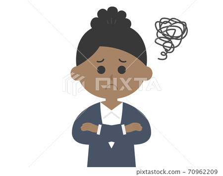 Illustration of a black business woman worried... - Stock Illustration