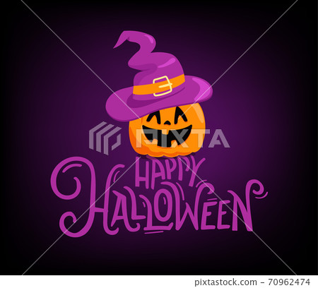 Happy Halloween greeting card. Vector illustration 70962474