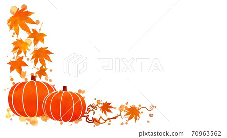 Pumpkins and autumn leaves on white background - Stock Illustration ...