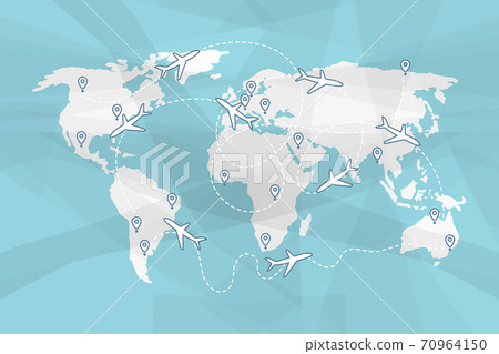 World Map With Airline Routes. World... - Stock Illustration [70964150 ...