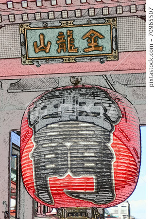"Kaminarimon" colored pencil drawing style at Sensoji Temple "Kaminarimon" colored pencil drawing style at Sensoji Temple 70965507