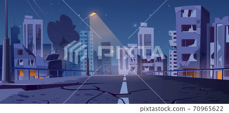 Night city destroy in war zone abandoned buildings Night city destroy in war zone abandoned buildings 70965622