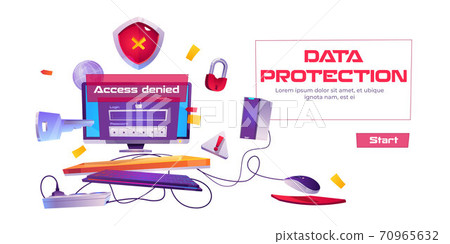 Data protection banner with computer access denied Data protection banner with computer access denied 70965632