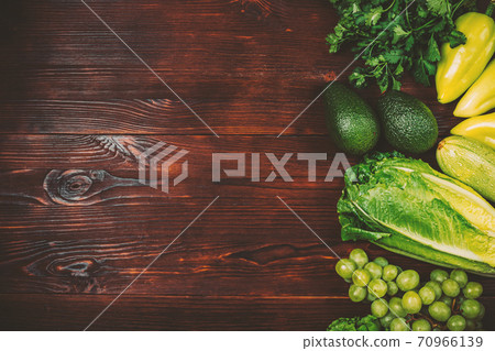 Healthy food background fresh green vegetables 70966139
