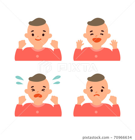 Baby laughing and crying facial expression illustration set 70966634