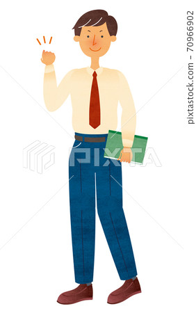 拿著文件的一套衣服的一個年輕人擺在同時拿著文件 拿著文件的一套衣服的一個年輕人擺在同時拿著文件 70966902