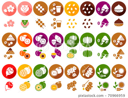 A set of icons that are likely to be used in explaining the taste of Japanese desserts A 70966959