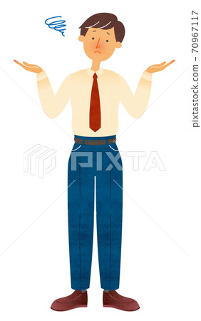 A young man in a suit who poses with a troubled face A young man in a suit who poses with a troubled face 70967117