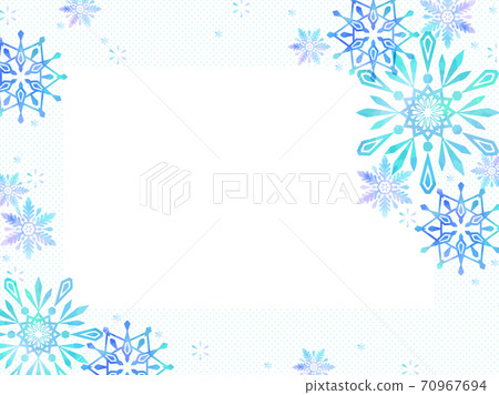 藍色的雪晶體,水彩風格的插畫背景 藍色的雪晶體,水彩風格的插畫背景 70967694