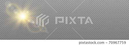 Bright sun with glare on a transparent background - Vector Bright sun with glare on a transparent background - Vector 70967759