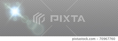 Bright sun with glare on a transparent background - Vector 70967760