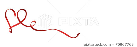 Red ribbon folded in the shape of a heart Red ribbon folded in the shape of a heart 70967762