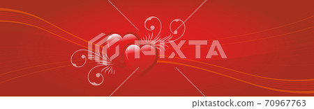 Two-color red background with hearts with a white arrow in them Two-color red background with hearts with a white arrow in them 70967763