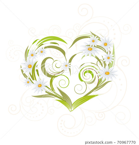 Flowers and lines in the form of a heart Flowers and lines in the form of a heart 70967770