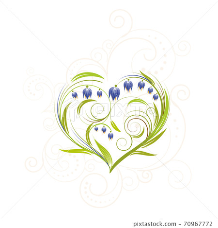 Flowers and lines in the form of a heart 70967772