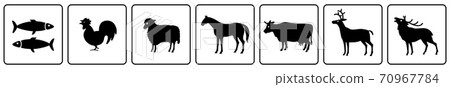 Pak illustration - wild and domestic animals icons 70967784