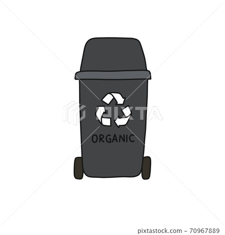 recycle garbage can, or doodle icon, vector color illustration 70967889