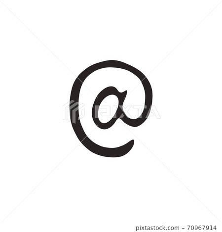 at sign doodle icon, vector black illustration - Stock Illustration ...