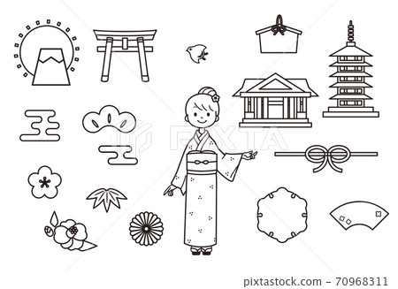 京都風格的日本材質（單色） 70968311