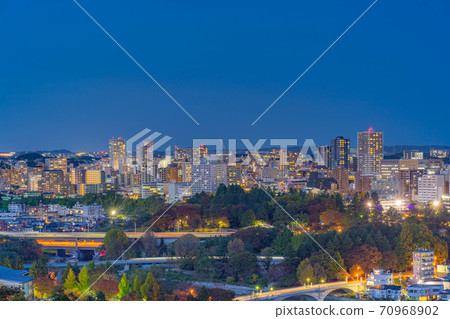 Night view of Sendai city seen from the ruins of Aoba Castle [Miyagi Prefecture] 70968902