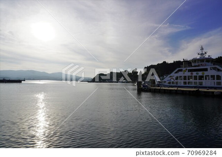 Kesennuma Oshima Ferry Terminal and Sunset 70969284