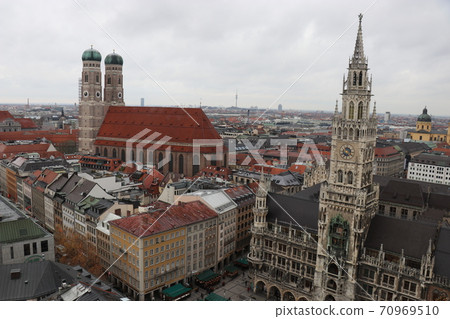 Old Town Hall and Christmas Market in Munich as seen from St. Peter's Church Old Town Hall and Christmas Market in Munich as seen from St. Peter's Church 70969510