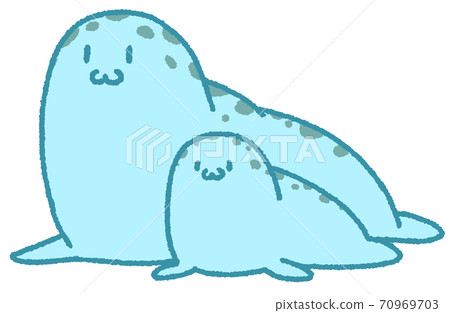 Parent and child of seal (light blue) Parent and child of seal (light blue) 70969703