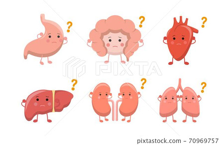 人體器官的疑惑表情動作集,卡通漫畫插畫圖標 人體器官的疑惑表情動作集,卡通漫畫插畫圖標 70969757