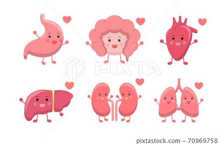 Human organs happy emoticon action set, cartoon comic illustration icon 70969758