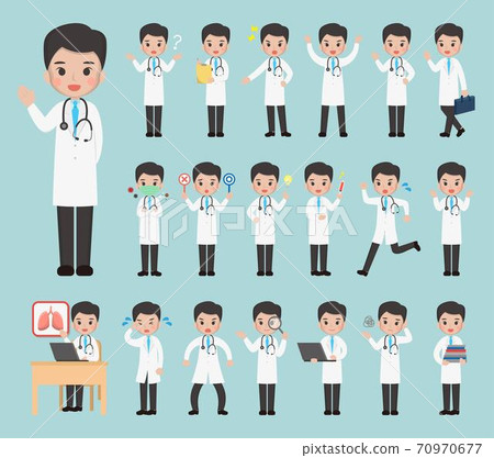 20種不同的醫療人員組合,卡通漫畫插圖向量 20種不同的醫療人員組合,卡通漫畫插圖向量 70970677