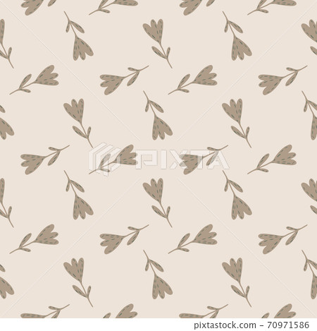 Seamless botanic tulip flower silhouettes pattern. Doodle floral ornament in beige tones on light background. 70971586