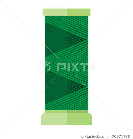 Spool threads color green isolated on white background. Bobbin for sewing machine in flat style. 70971788