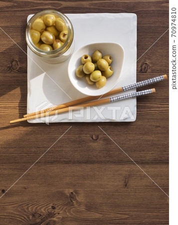 Mediterranean food pickled olives, side dish 70974810