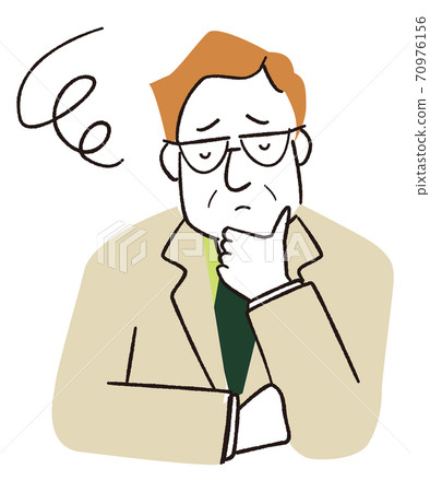 手繪線描圖顏色擔心西裝的中年男子 70976156