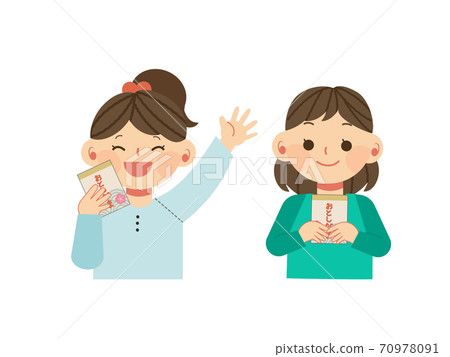 Illustrations of girls who are pleased with New Year's gifts Illustrations of girls who are pleased with New Year's gifts 70978091