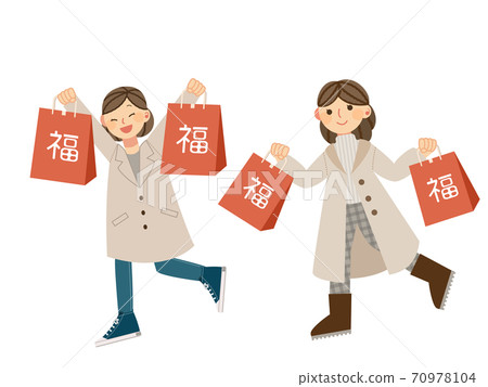 A woman who is pleased with a lucky bag A woman who is pleased with a lucky bag 70978104