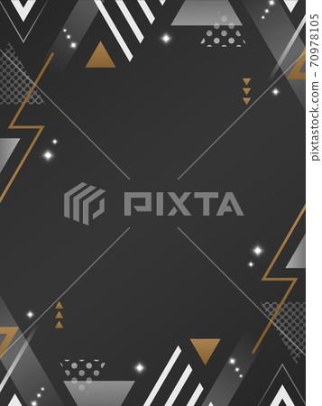 Triangular decorative frame / background material / black / white / gold / portrait orientation Triangular decorative frame / background material / black / white / gold / portrait orientation 70978105