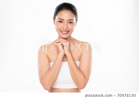 Beautiful young asian woman with clean fresh skin on white background, Face care, Facial treatment, Beautiful young asian woman with clean fresh skin on white background, Face care, Facial treatment, 70978130