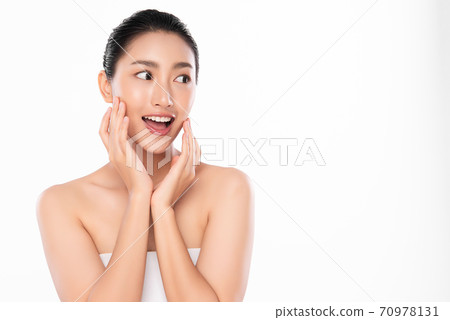Beautiful young asian woman with clean fresh skin on white background, Face care, Facial treatment, Beautiful young asian woman with clean fresh skin on white background, Face care, Facial treatment, 70978131