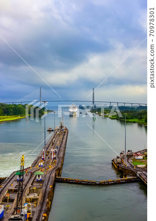 View of Panama Canal from cruise ship View of Panama Canal from cruise ship 70978301