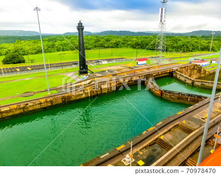 View of Panama Canal from cruise ship View of Panama Canal from cruise ship 70978470
