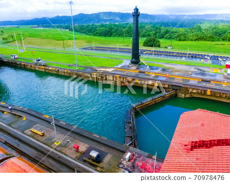 View of Panama Canal from cruise ship View of Panama Canal from cruise ship 70978476