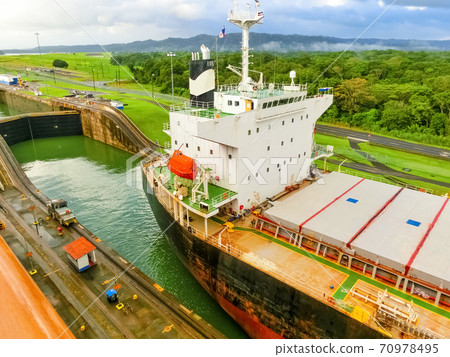View of Panama Canal from cruise ship View of Panama Canal from cruise ship 70978495