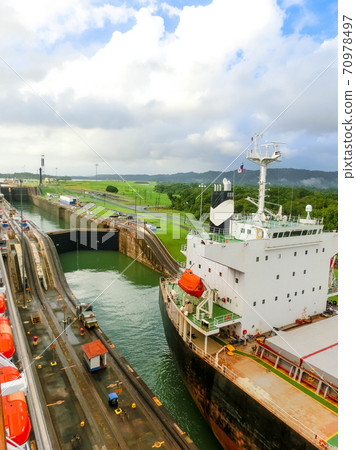 View of Panama Canal from cruise ship View of Panama Canal from cruise ship 70978497