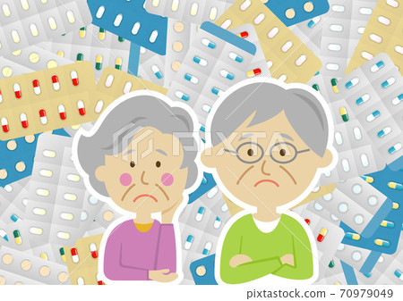 遭受大量醫學的一名高級婦女的例證圖像 70979049