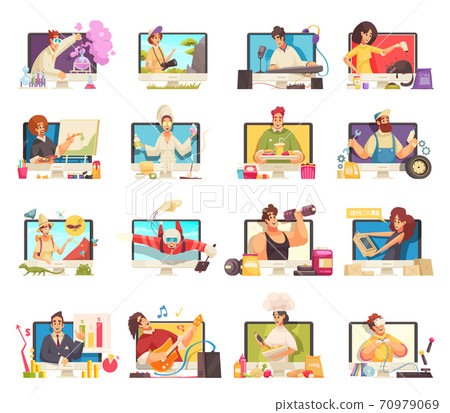 Video Bloggers Cartoon Set Video Bloggers Cartoon Set 70979069